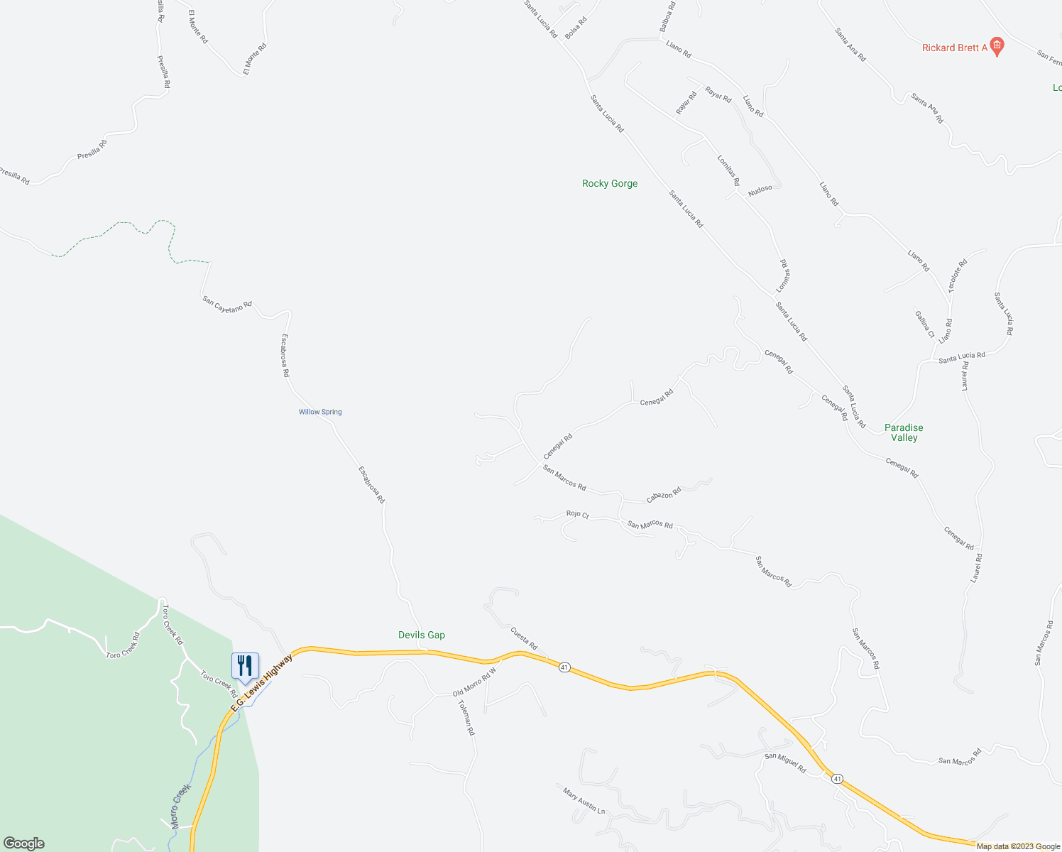 map of restaurants, bars, coffee shops, grocery stores, and more near 12440 San Marcos Road in Atascadero