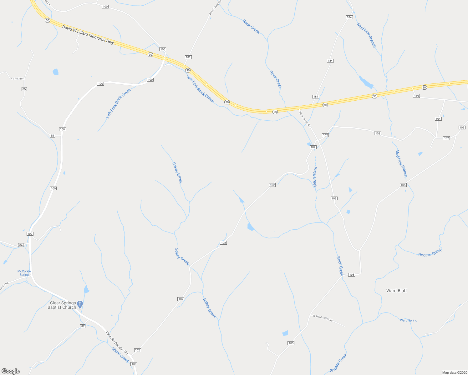 map of restaurants, bars, coffee shops, grocery stores, and more near 522 County Road 102 in Athens