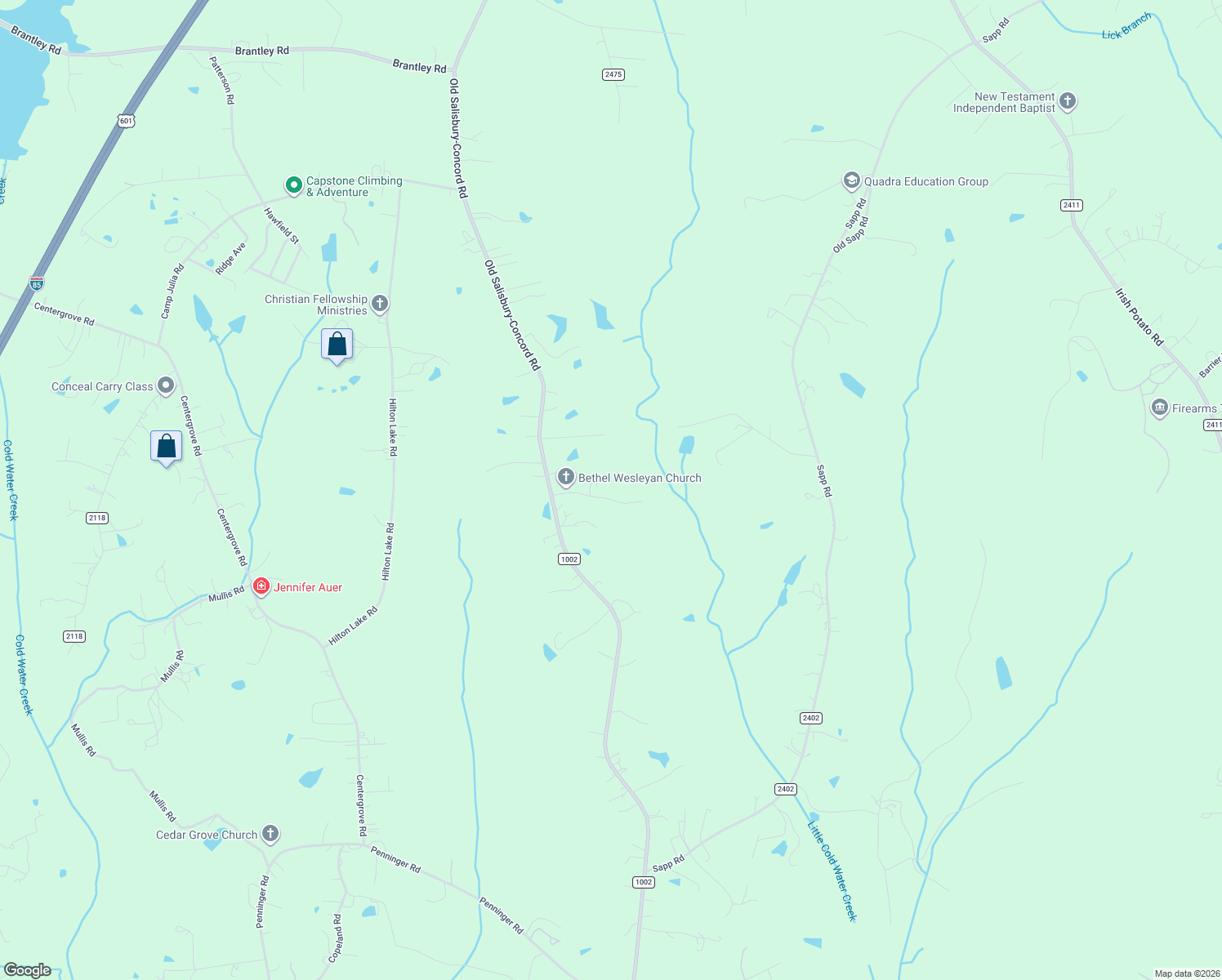 map of restaurants, bars, coffee shops, grocery stores, and more near 4012 Old Salisbury-Concord Road in Kannapolis