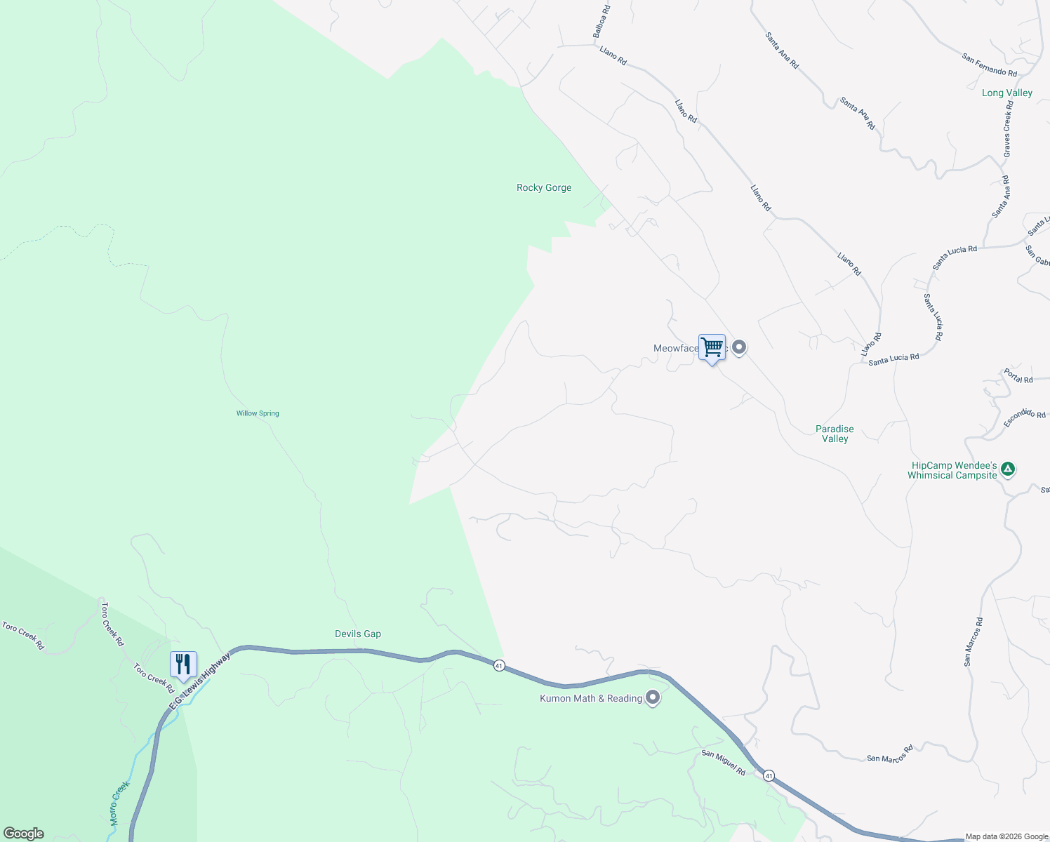 map of restaurants, bars, coffee shops, grocery stores, and more near 12650 Cenegal Road in Atascadero