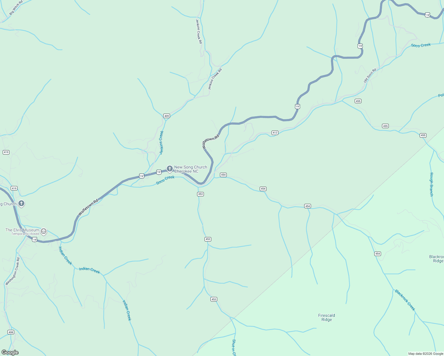 map of restaurants, bars, coffee shops, grocery stores, and more near 79 Black Rock Road in Cherokee