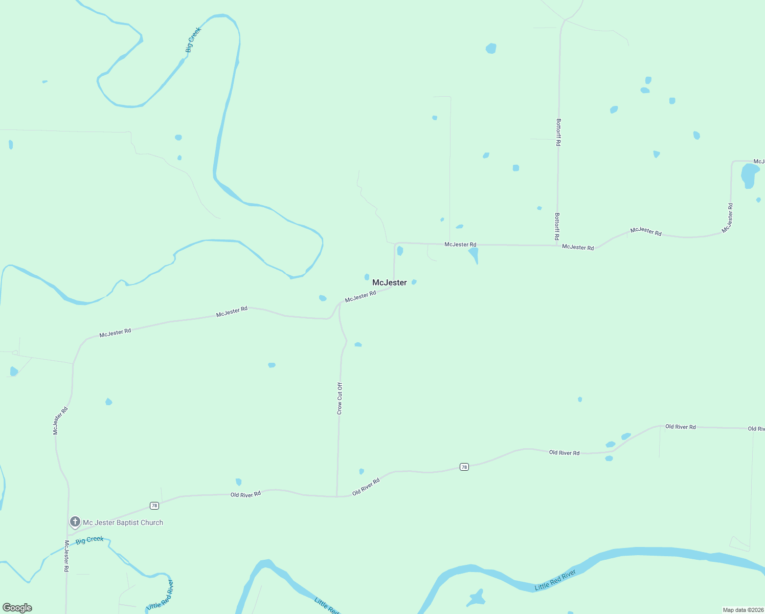 map of restaurants, bars, coffee shops, grocery stores, and more near 1845 McJester Road in Pangburn