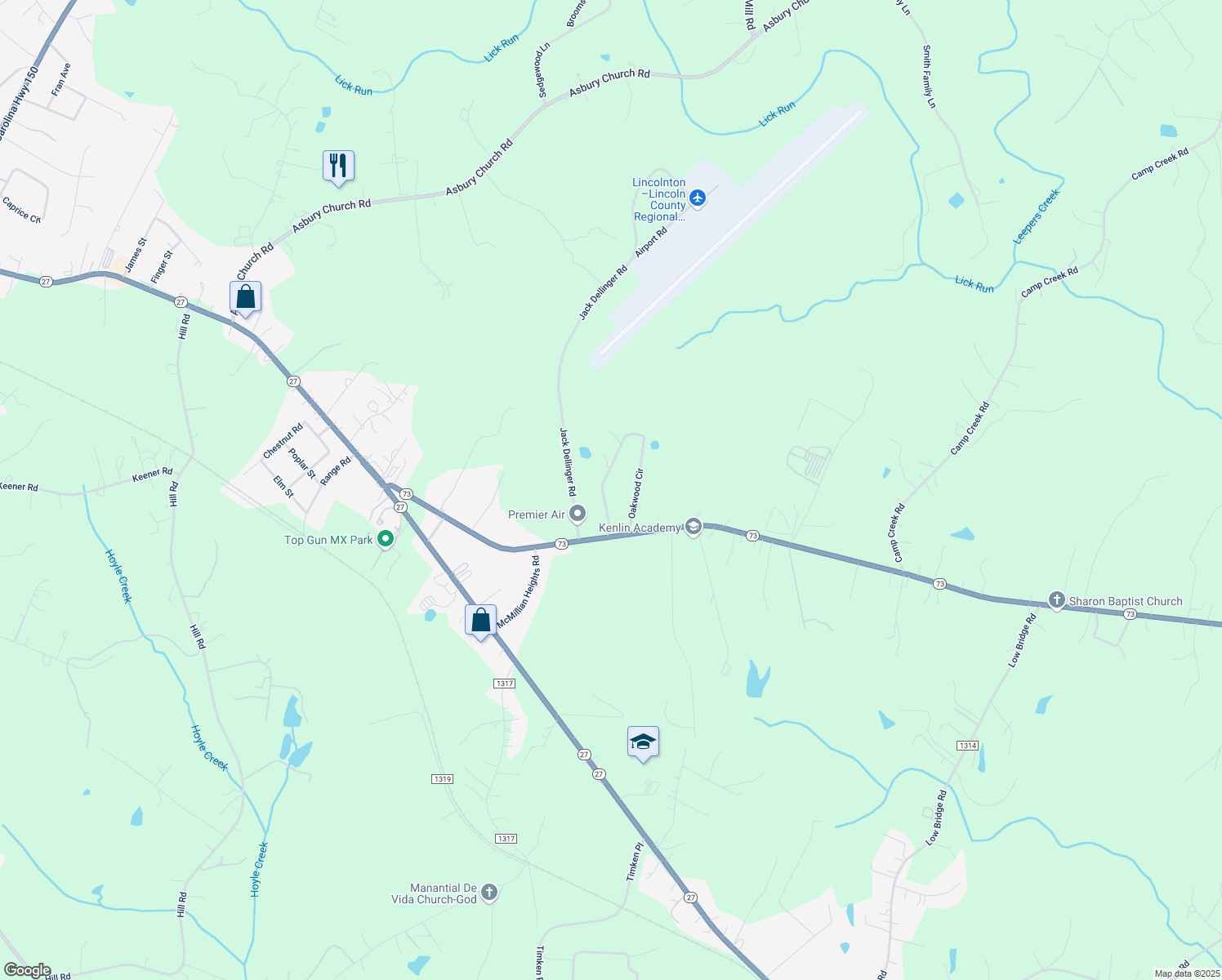 map of restaurants, bars, coffee shops, grocery stores, and more near 3652 Oakwood Circle in Iron Station
