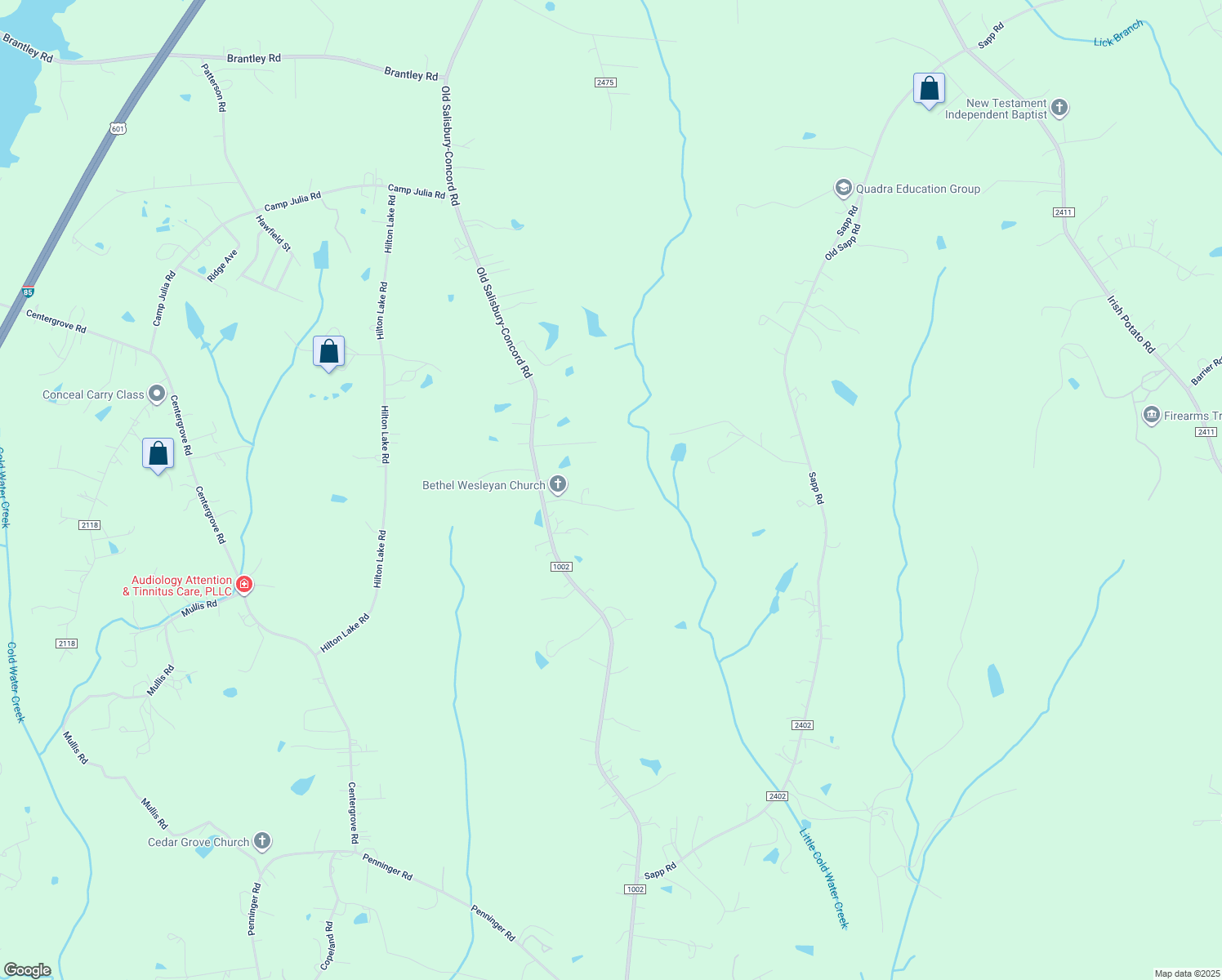 map of restaurants, bars, coffee shops, grocery stores, and more near 4006 Old Salisbury-Concord Road in Concord