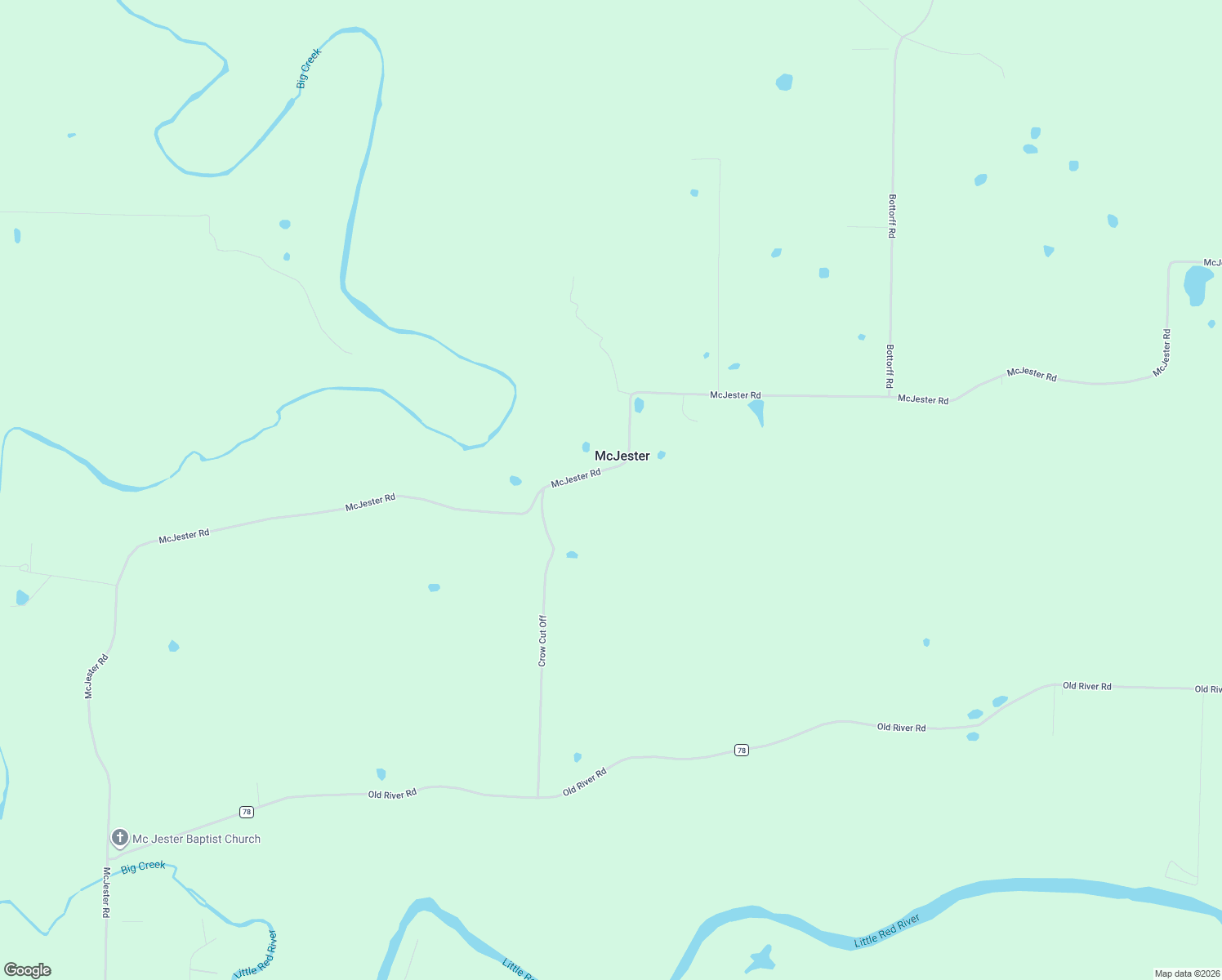 map of restaurants, bars, coffee shops, grocery stores, and more near 1845 McJester Road in Pangburn