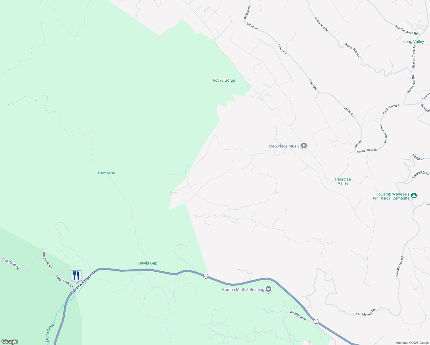 map of restaurants, bars, coffee shops, grocery stores, and more near 12650 Cenegal Road in Atascadero