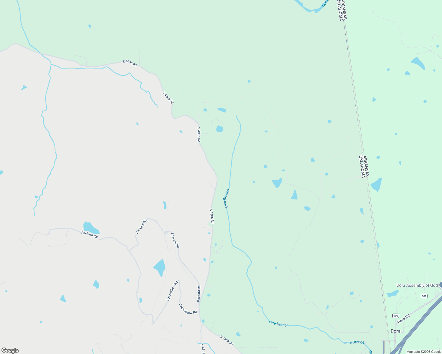 map of restaurants, bars, coffee shops, grocery stores, and more near 106465 South 4806 Road in Muldrow