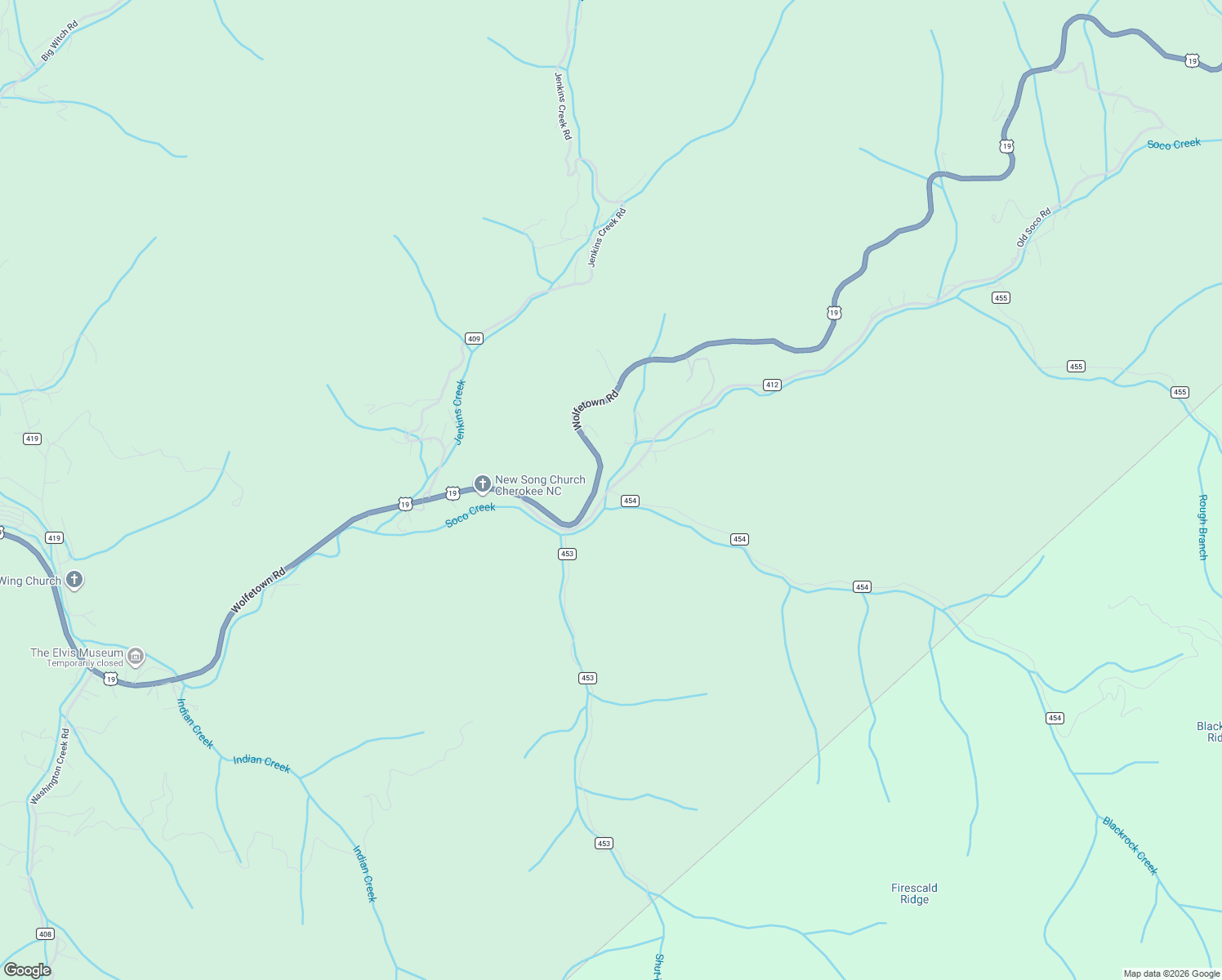 map of restaurants, bars, coffee shops, grocery stores, and more near 79 Black Rock Road in Cherokee