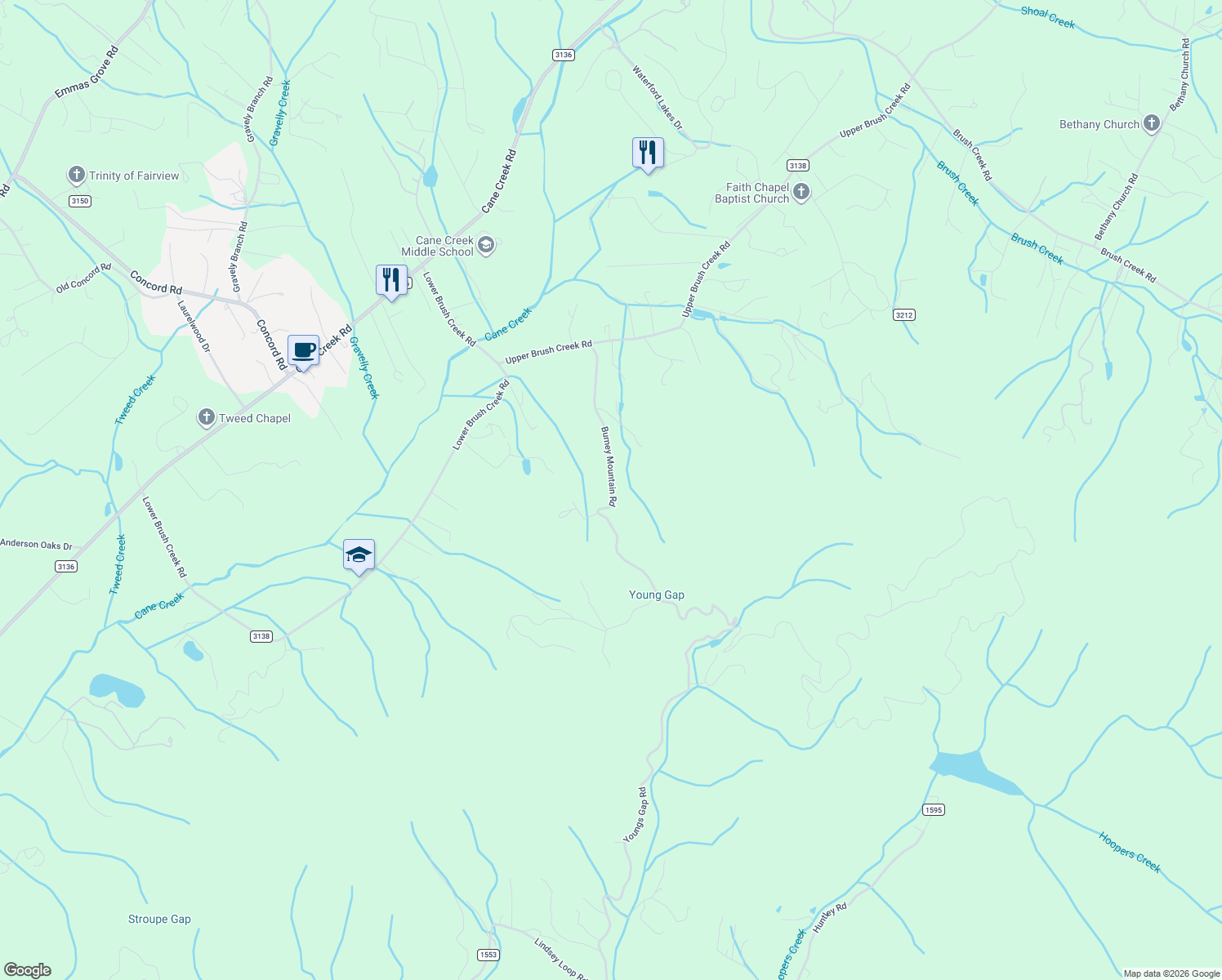 map of restaurants, bars, coffee shops, grocery stores, and more near 835 Burney Mountain Road in Fletcher