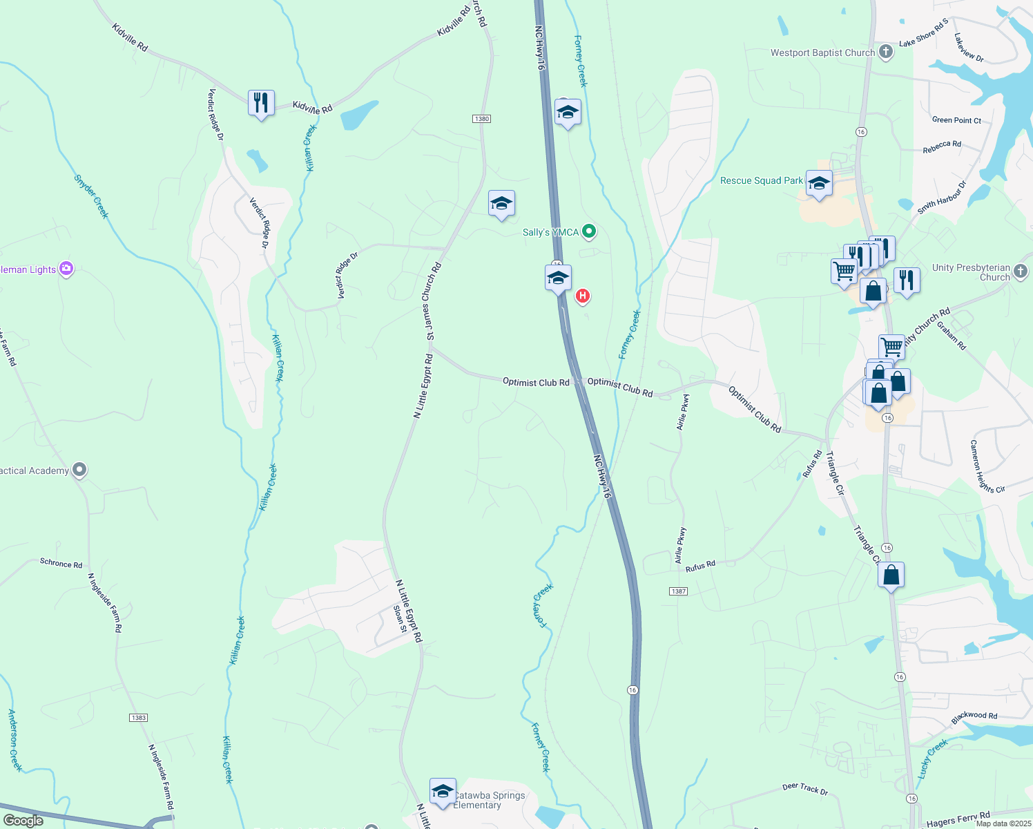 map of restaurants, bars, coffee shops, grocery stores, and more near 1416 Oakbrook Lane in Denver