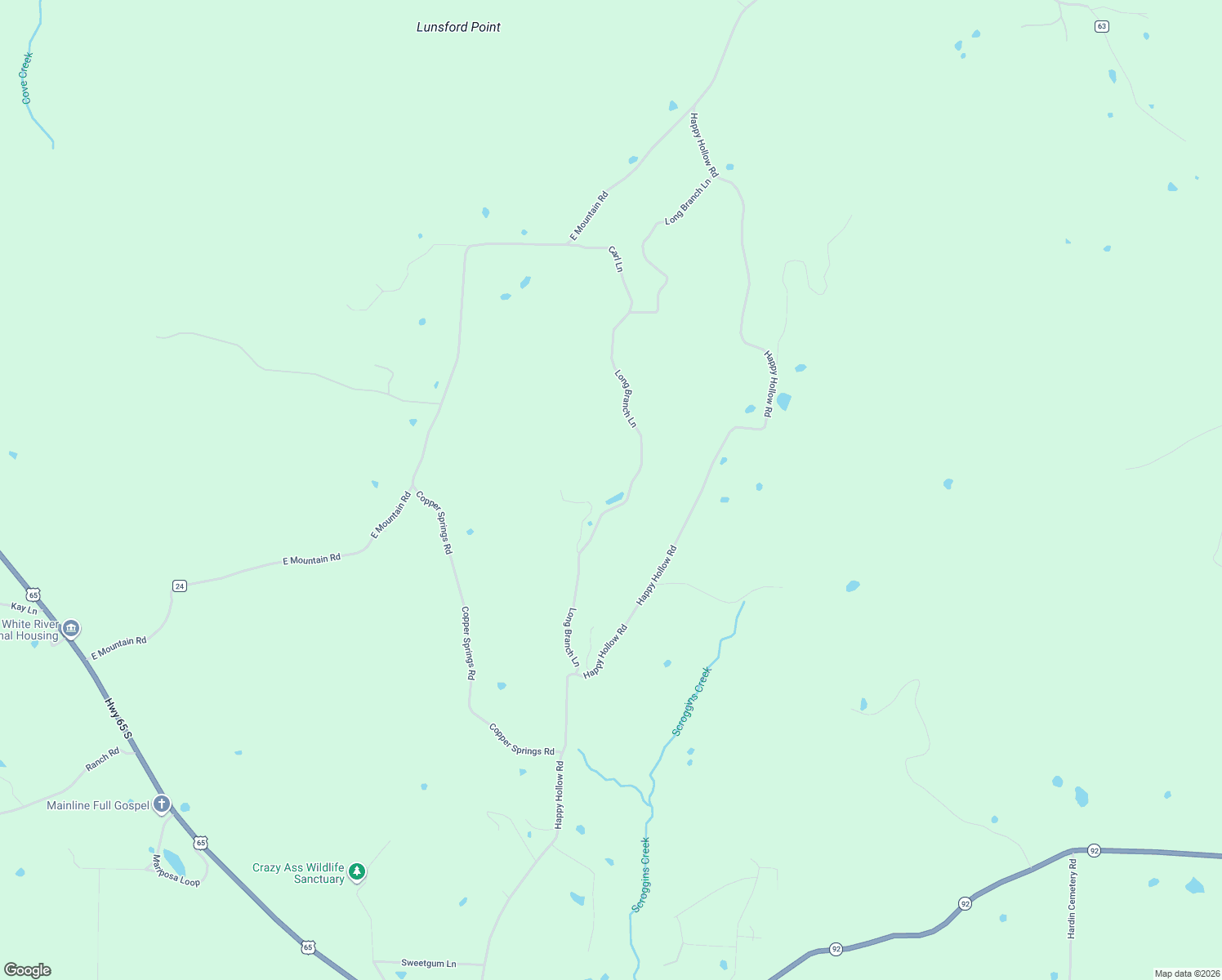 map of restaurants, bars, coffee shops, grocery stores, and more near 741 Long Branch Lane in Bee Branch