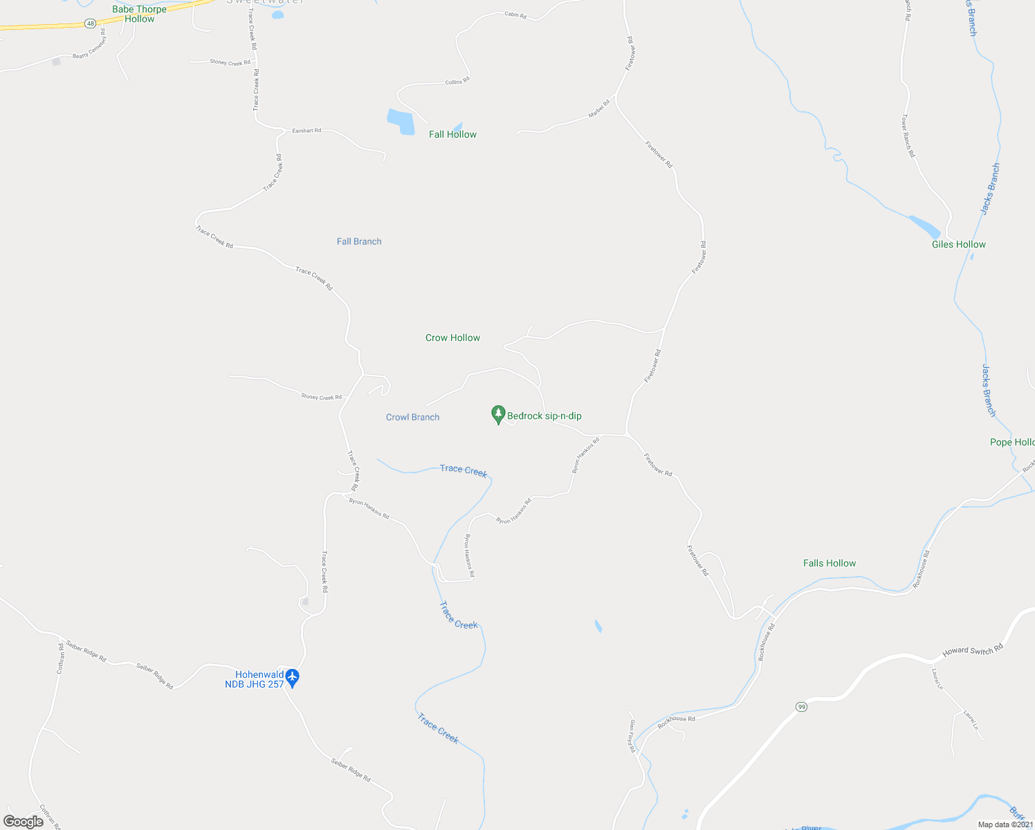 map of restaurants, bars, coffee shops, grocery stores, and more near 163 Kro Hollow Road in Hohenwald
