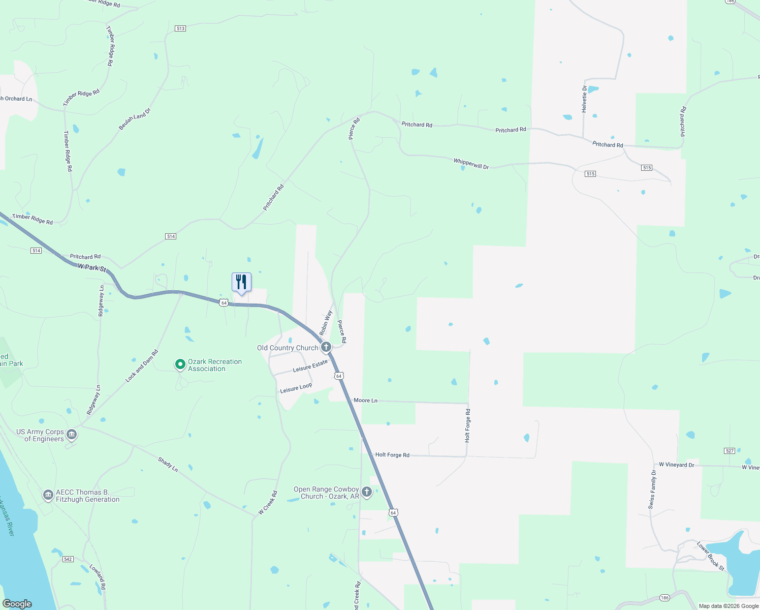 map of restaurants, bars, coffee shops, grocery stores, and more near 7222 Hilburn Point in Ozark