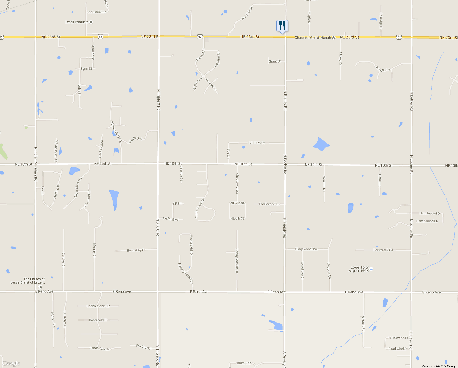 map of restaurants, bars, coffee shops, grocery stores, and more near 931 Choctaw Vista in Choctaw