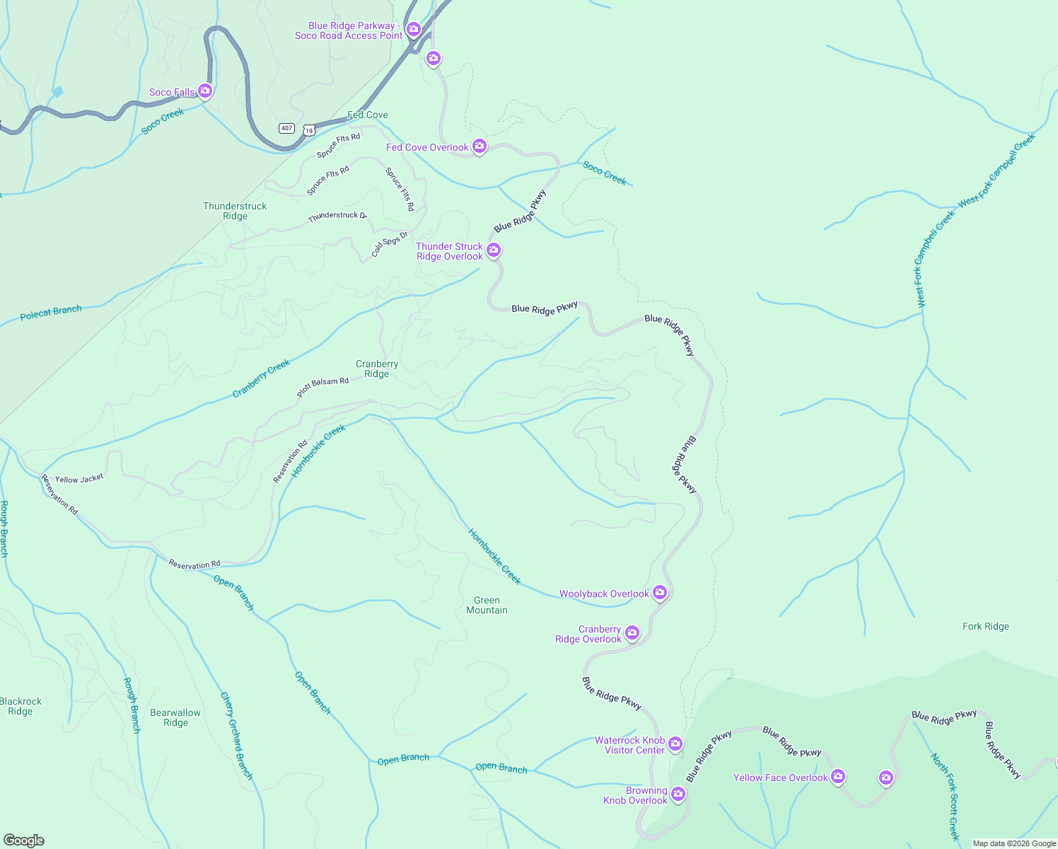 map of restaurants, bars, coffee shops, grocery stores, and more near 596 Hornbuckle Road in Maggie Valley