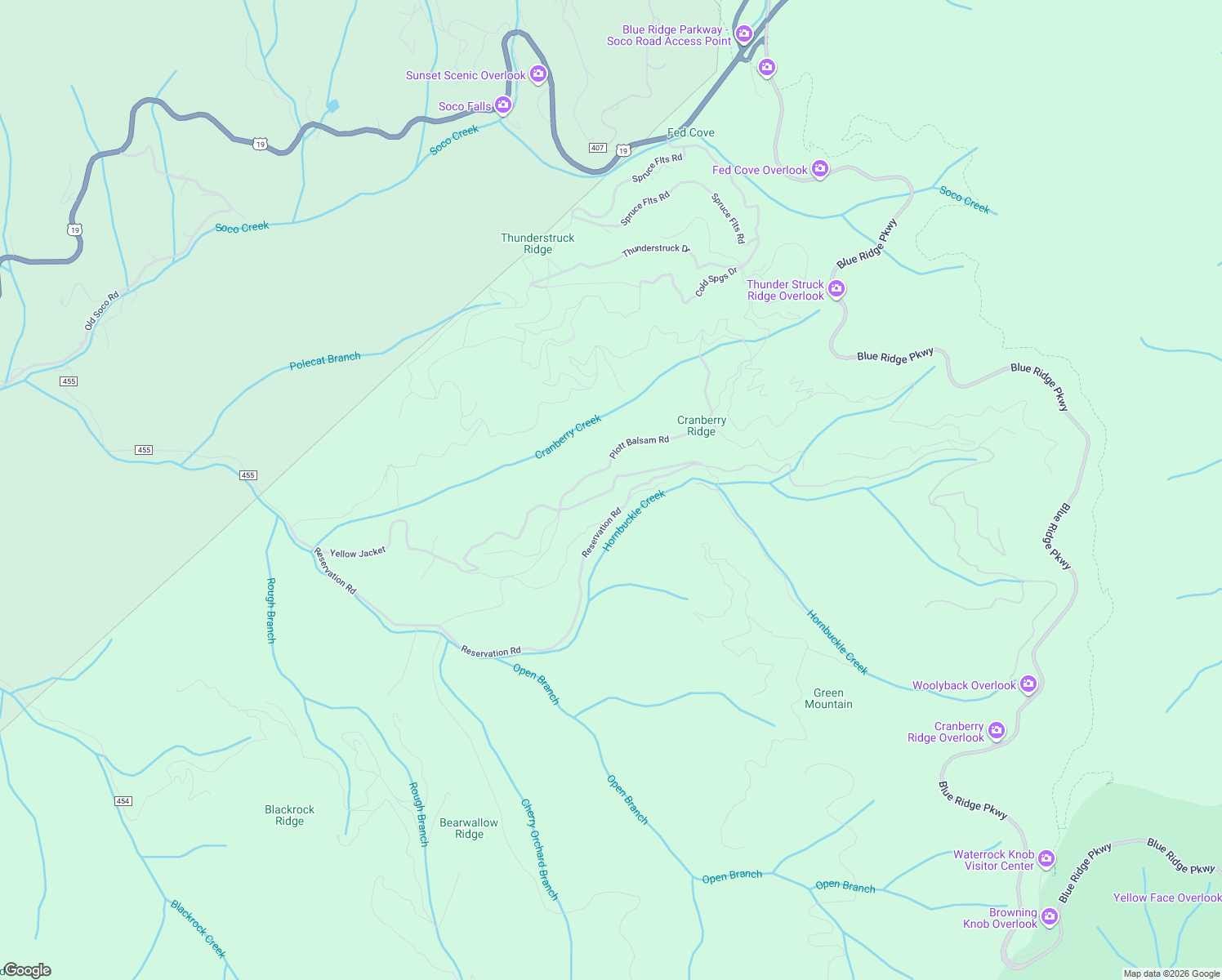 map of restaurants, bars, coffee shops, grocery stores, and more near Plott Balsam Road in Maggie Valley