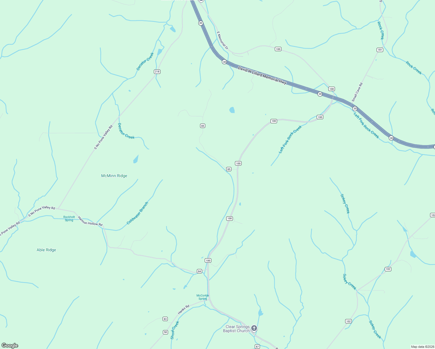 map of restaurants, bars, coffee shops, grocery stores, and more near 115 County Road 85 in Decatur