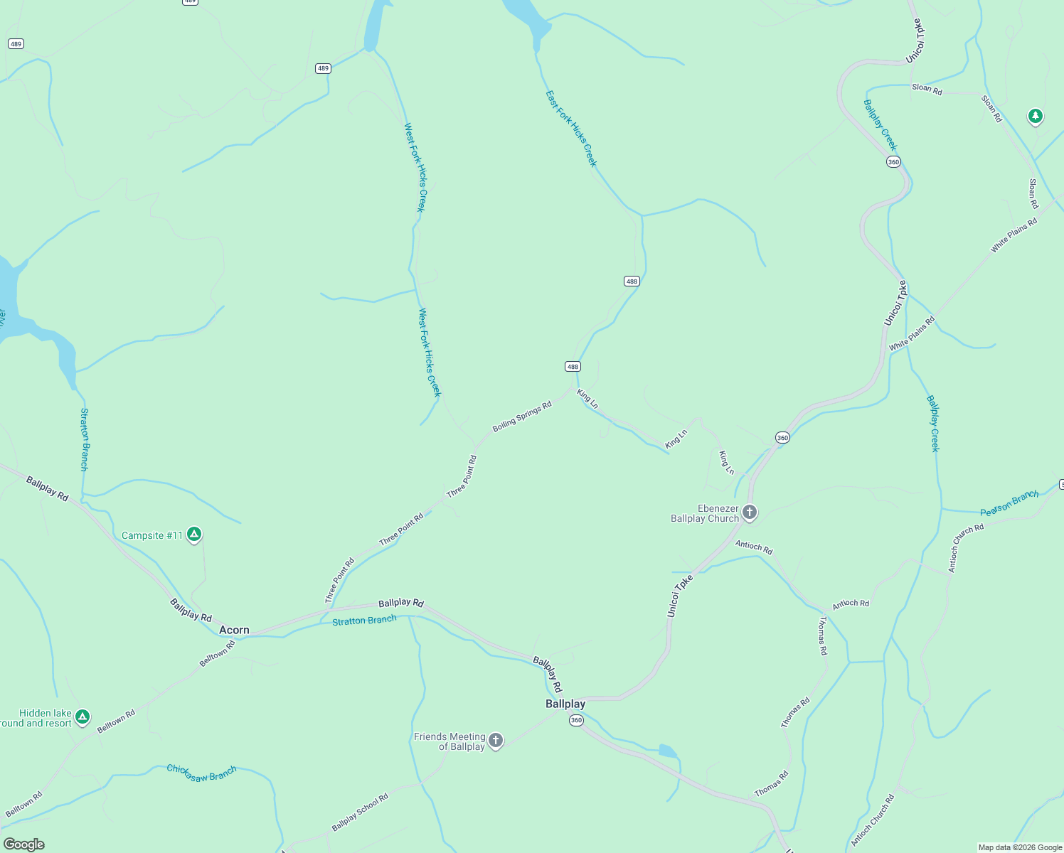map of restaurants, bars, coffee shops, grocery stores, and more near 165 County Road 488 in Vonore