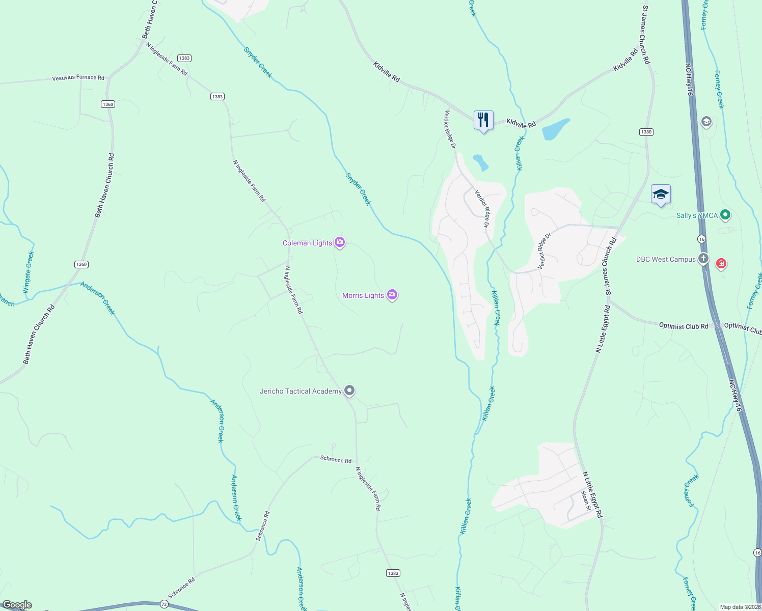 map of restaurants, bars, coffee shops, grocery stores, and more near 7249 Windy Ridge Drive in Iron Station