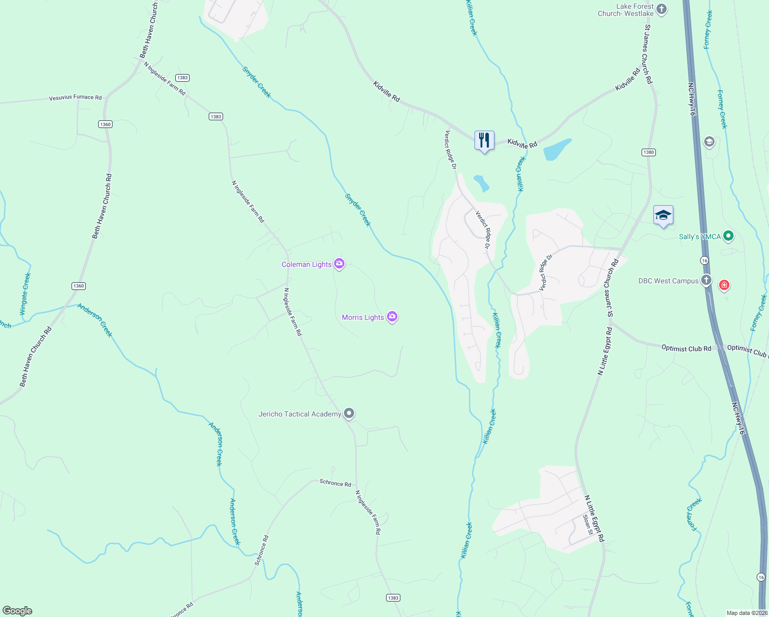 map of restaurants, bars, coffee shops, grocery stores, and more near 7249 Windy Ridge Drive in Iron Station