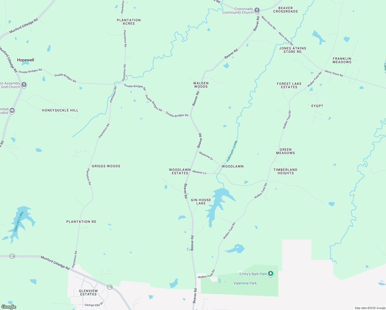 map of restaurants, bars, coffee shops, grocery stores, and more near 2325 Beaver Road in Munford