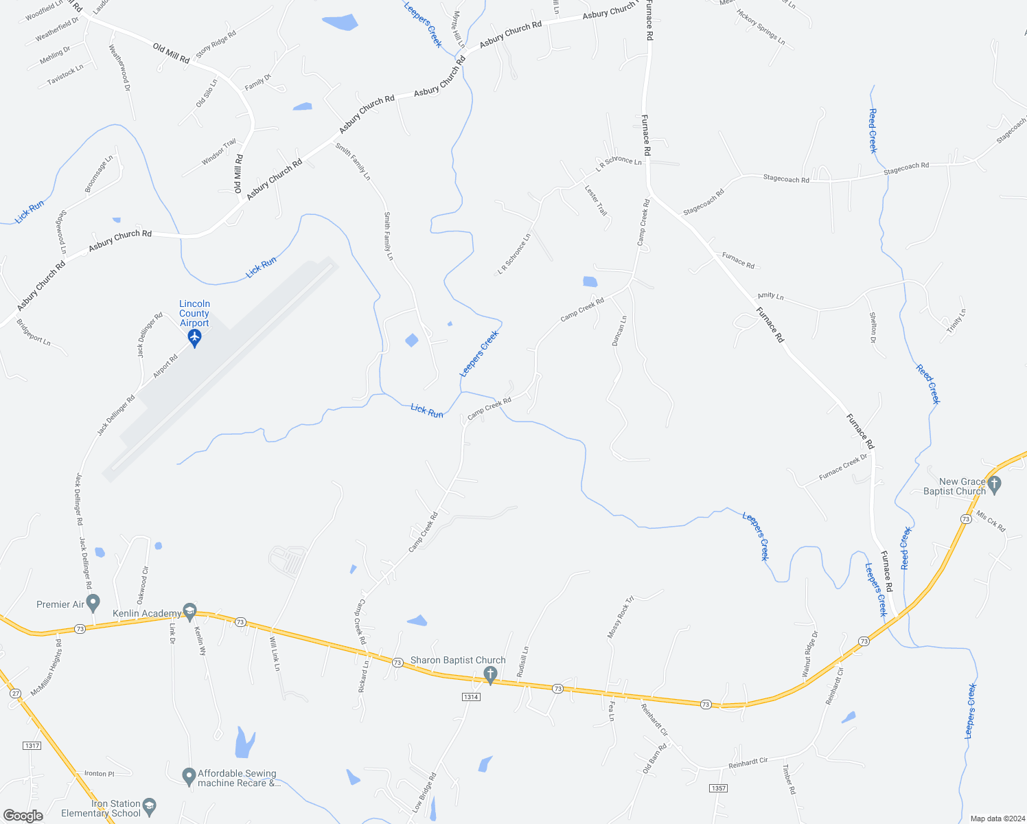 map of restaurants, bars, coffee shops, grocery stores, and more near 718 Camp Creek Road in Iron Station