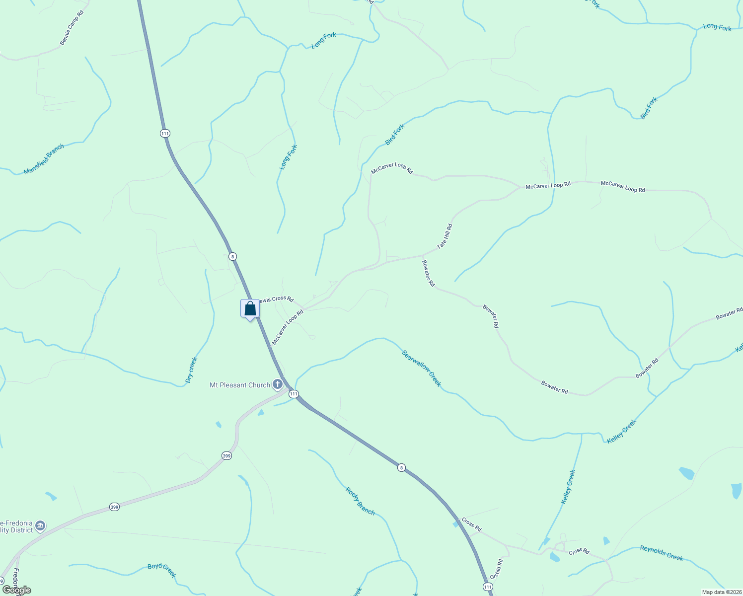 map of restaurants, bars, coffee shops, grocery stores, and more near McCarver Loop Road in Dunlap