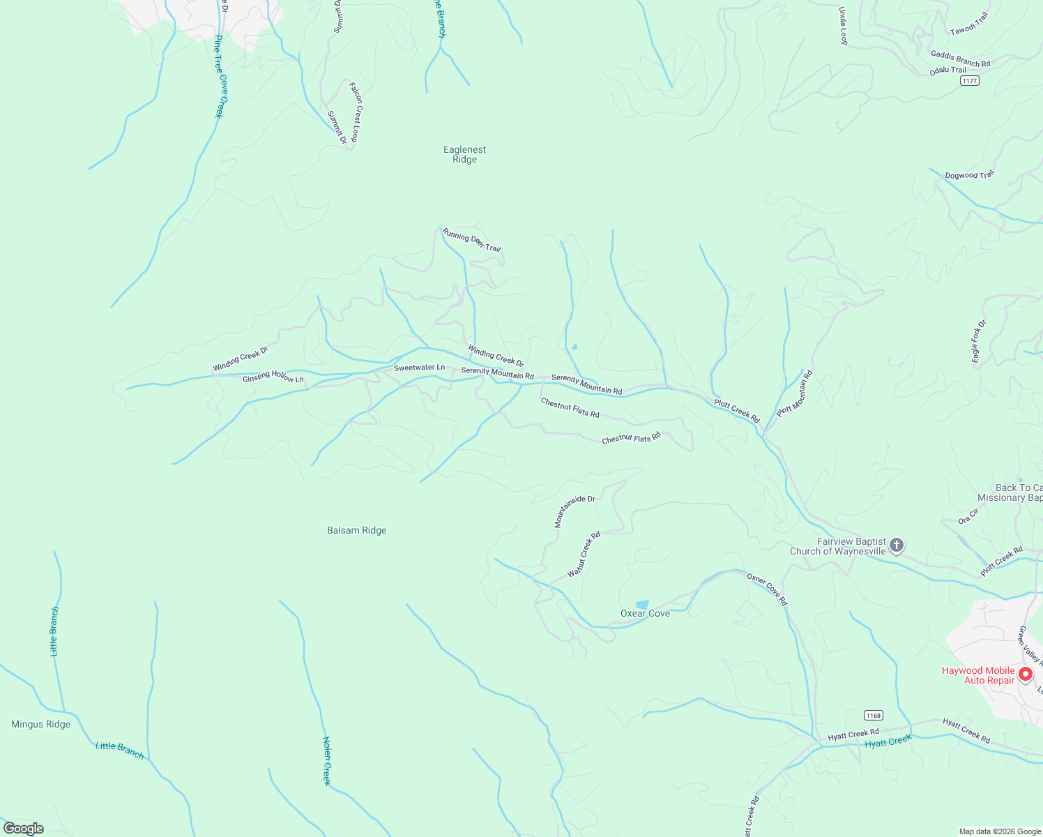 map of restaurants, bars, coffee shops, grocery stores, and more near 1447 Chestnut Flats Road in Waynesville