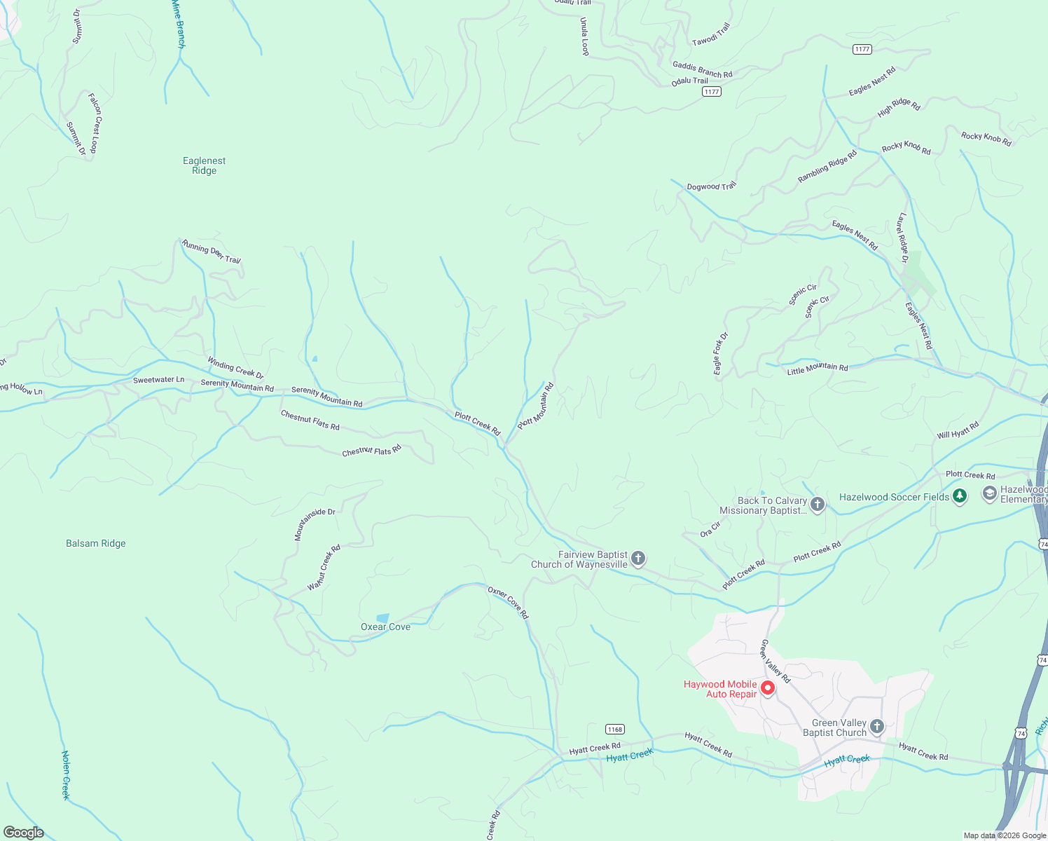 map of restaurants, bars, coffee shops, grocery stores, and more near 99 Plott Mountain Road in Waynesville