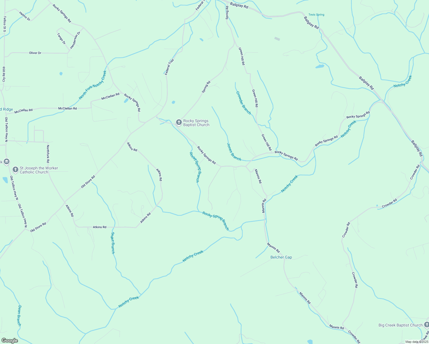 map of restaurants, bars, coffee shops, grocery stores, and more near 1128 Rocky Springs Road in Madisonville
