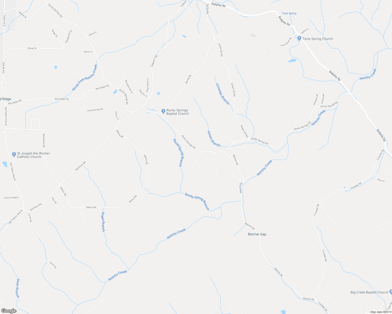 map of restaurants, bars, coffee shops, grocery stores, and more near 1128 Rocky Springs Road in Madisonville
