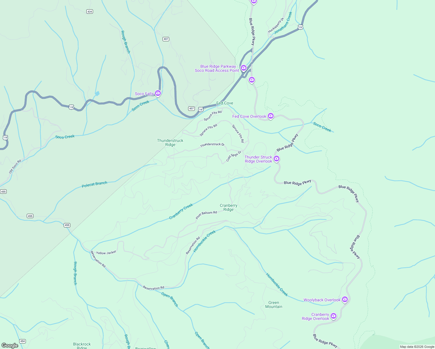 map of restaurants, bars, coffee shops, grocery stores, and more near 15 Branch Falls Trail in Sylva