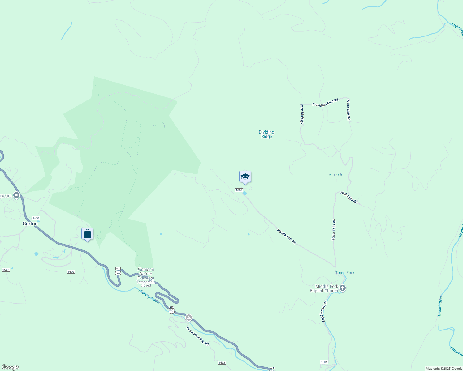 map of restaurants, bars, coffee shops, grocery stores, and more near 2471 Middle Fork Road in Hendersonville