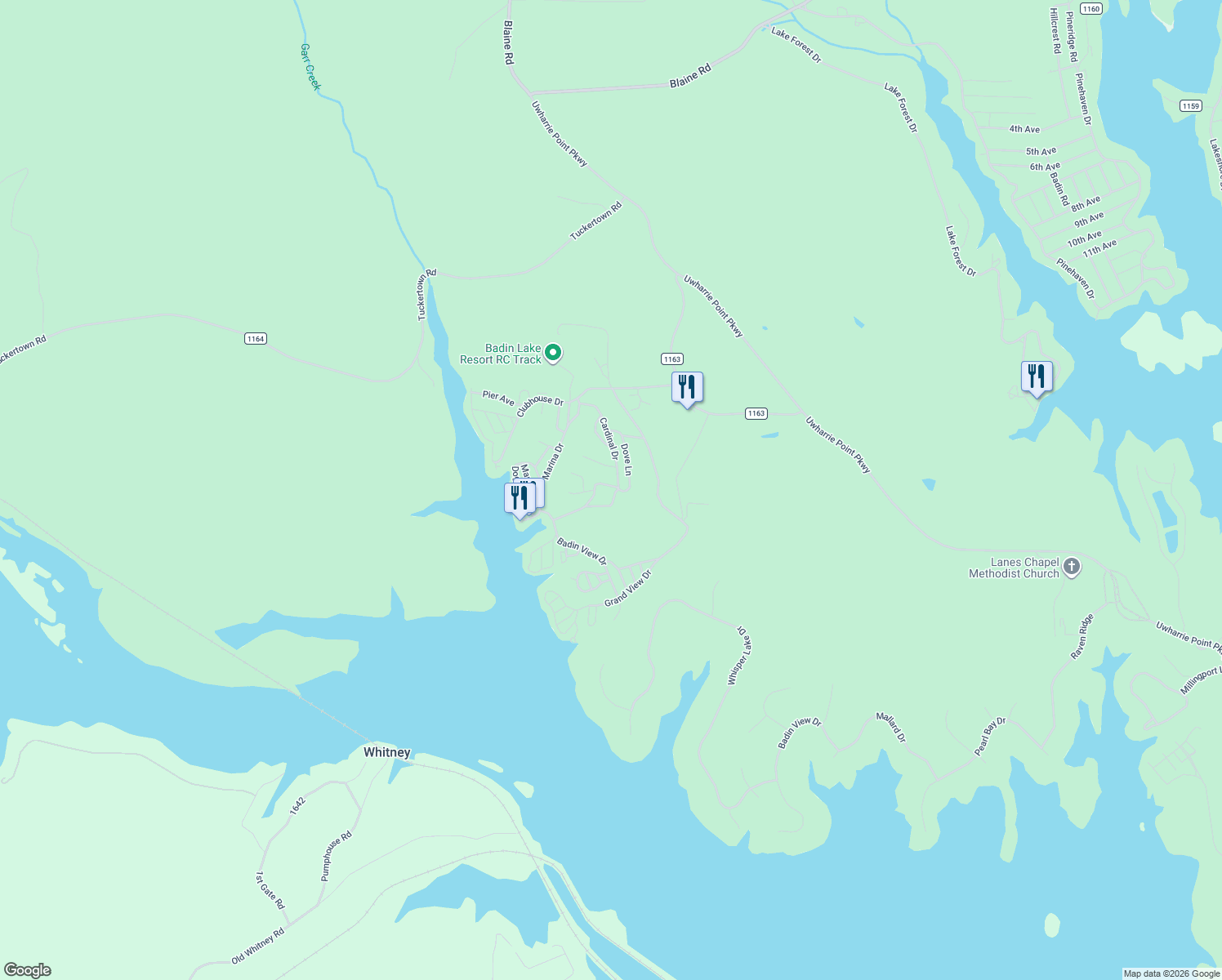 map of restaurants, bars, coffee shops, grocery stores, and more near 108 South Cardinal Drive in New London