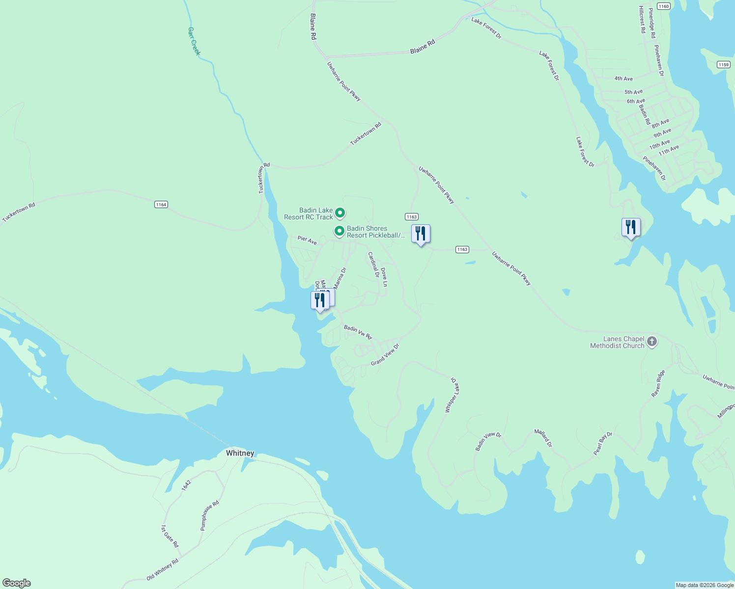 map of restaurants, bars, coffee shops, grocery stores, and more near 108 South Cardinal Drive in New London