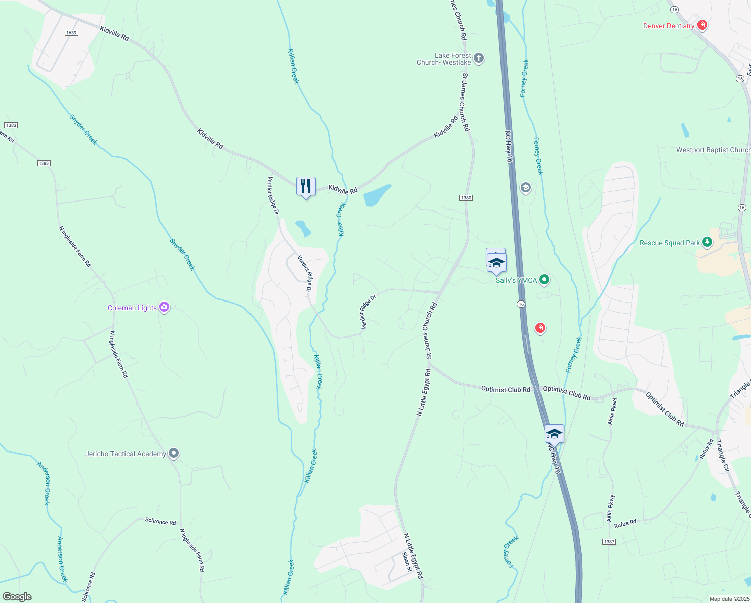 map of restaurants, bars, coffee shops, grocery stores, and more near 1376 Verdict Ridge Drive in Denver