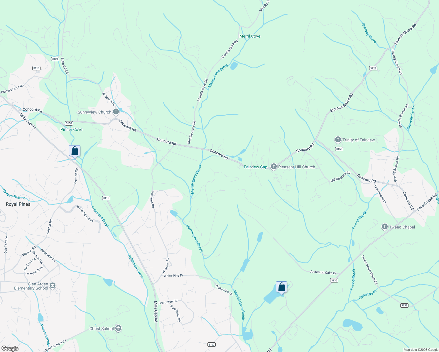 map of restaurants, bars, coffee shops, grocery stores, and more near 43 Cherokee Trail in Fletcher