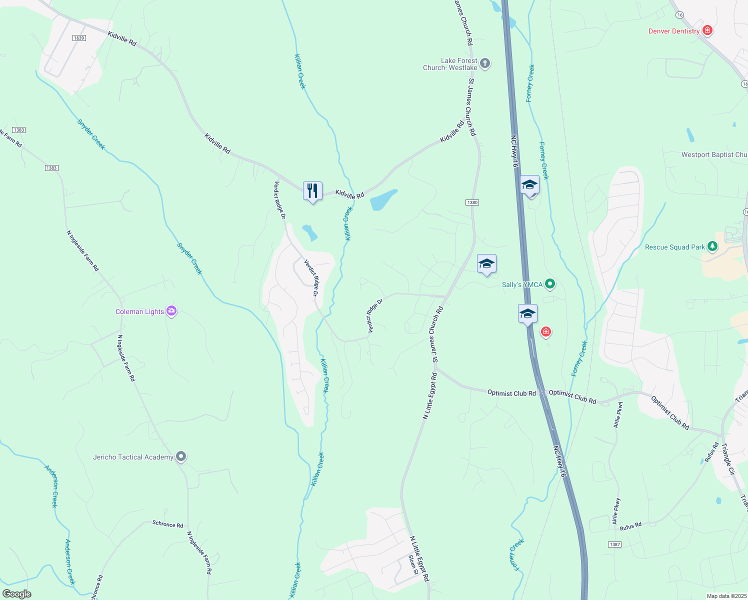 map of restaurants, bars, coffee shops, grocery stores, and more near 1376 Verdict Ridge Drive in Denver
