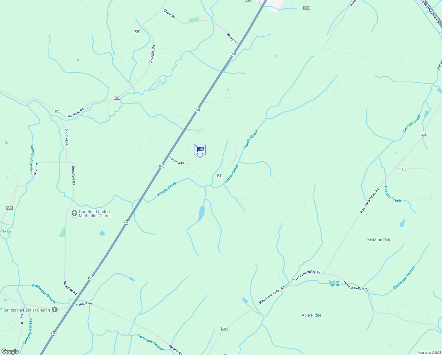 map of restaurants, bars, coffee shops, grocery stores, and more near 206 Pawnee Lane in Decatur