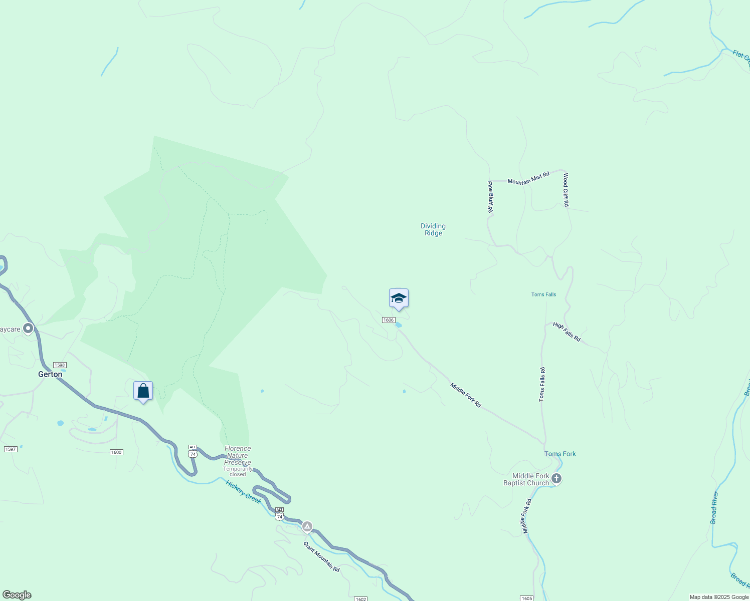 map of restaurants, bars, coffee shops, grocery stores, and more near 2471 Middle Fork Road in Hendersonville