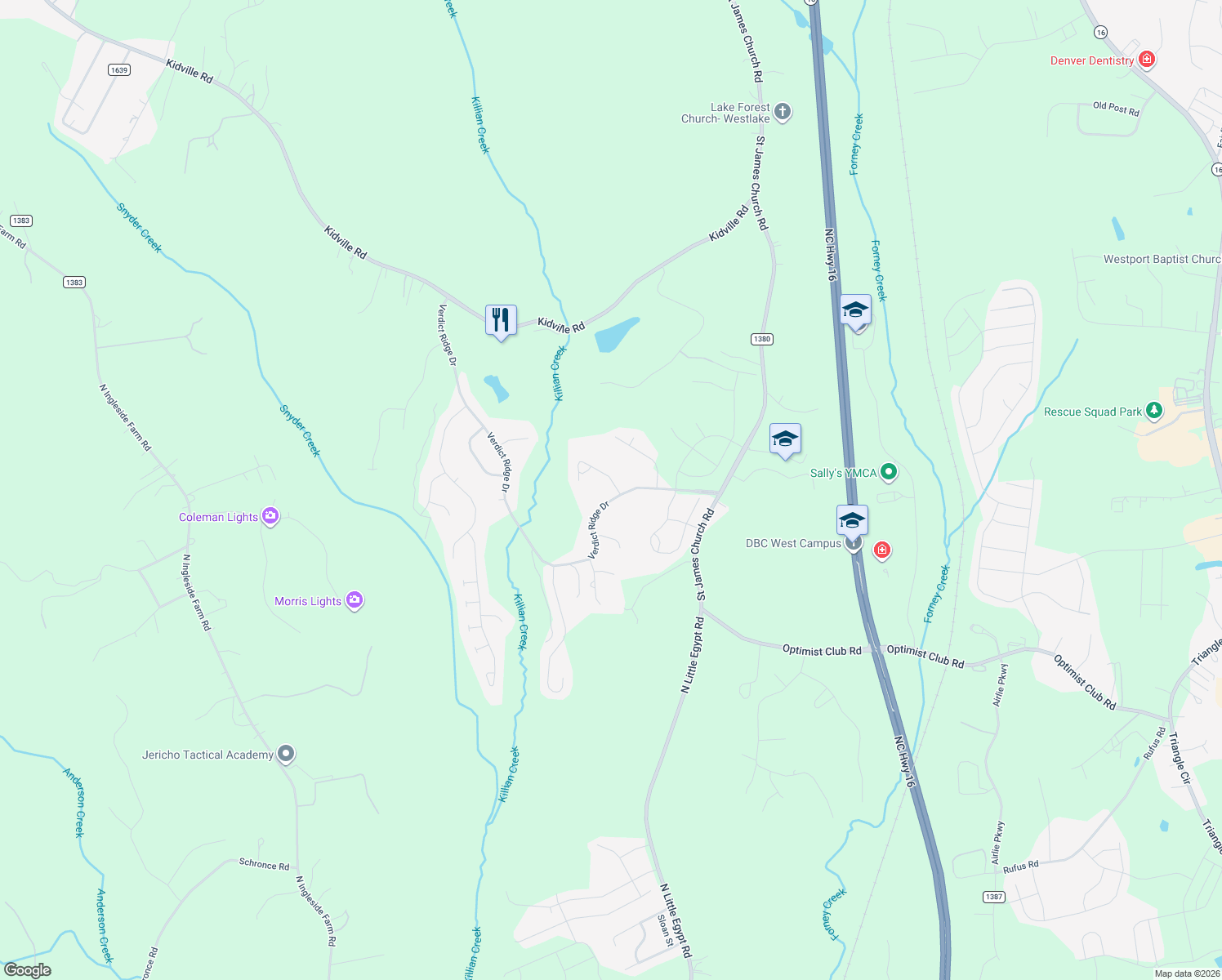 map of restaurants, bars, coffee shops, grocery stores, and more near 1376 Verdict Ridge Drive in Denver