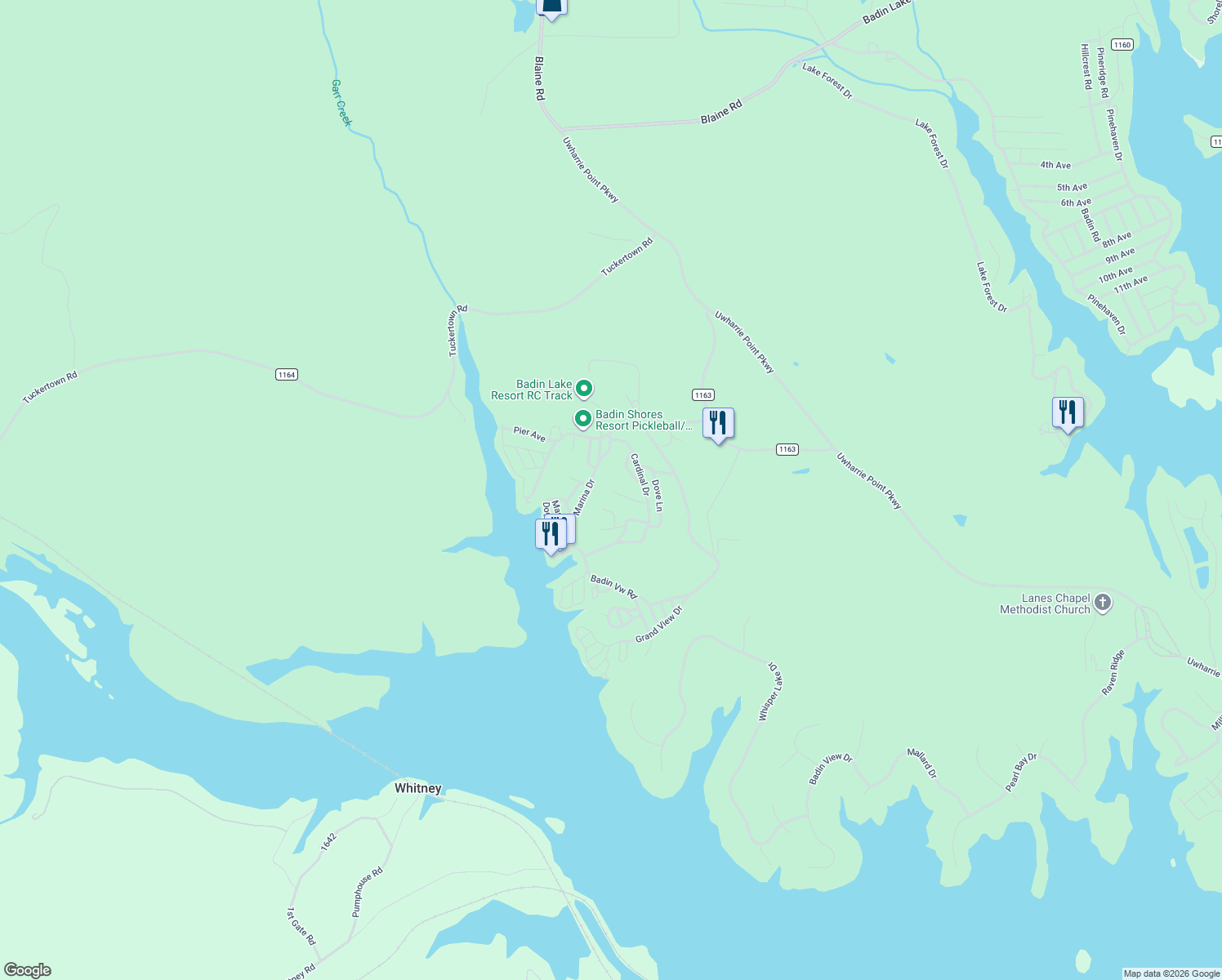 map of restaurants, bars, coffee shops, grocery stores, and more near 126 Hummingbird Cir in New London