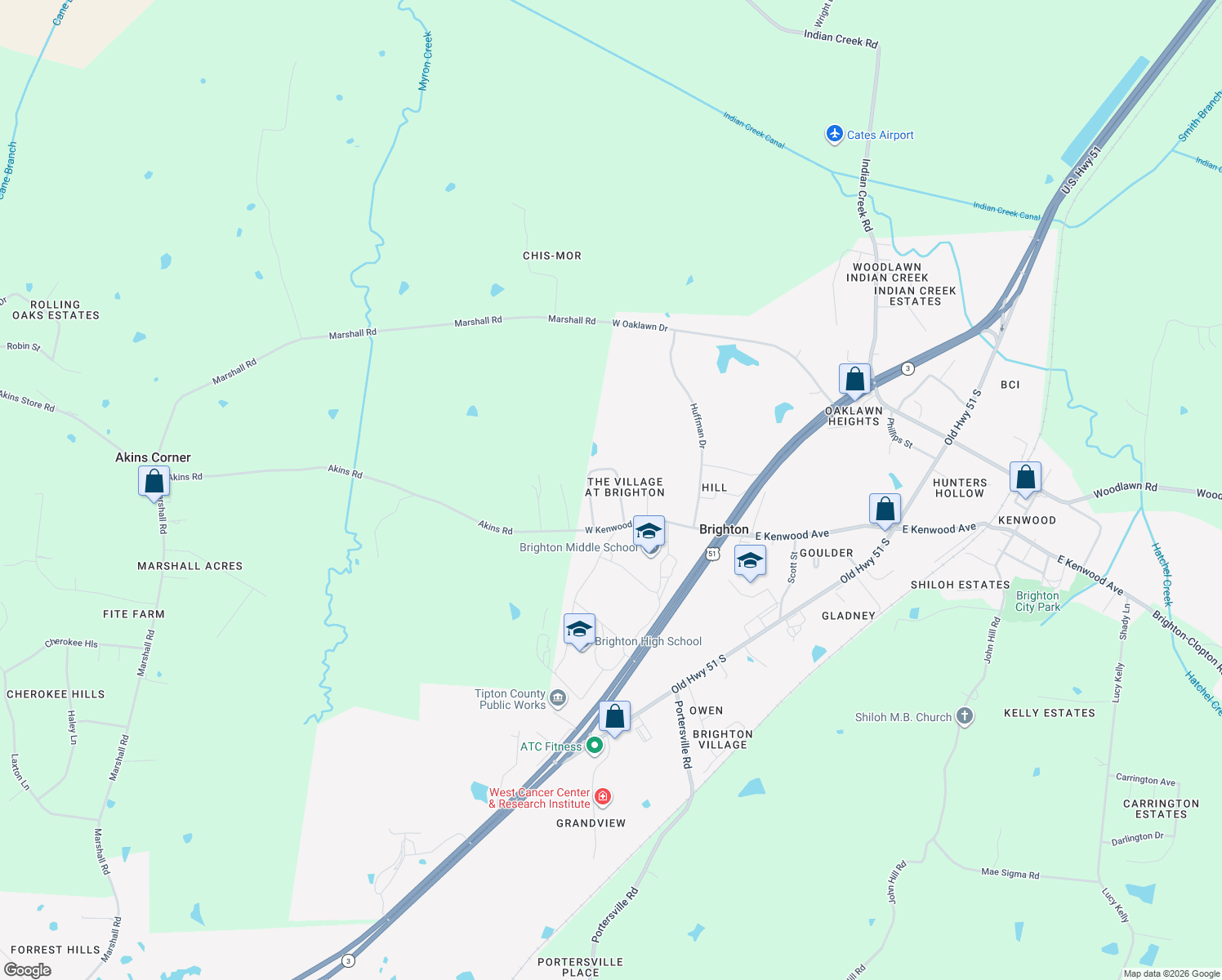 map of restaurants, bars, coffee shops, grocery stores, and more near 303 Miss Helen Cir in Brighton