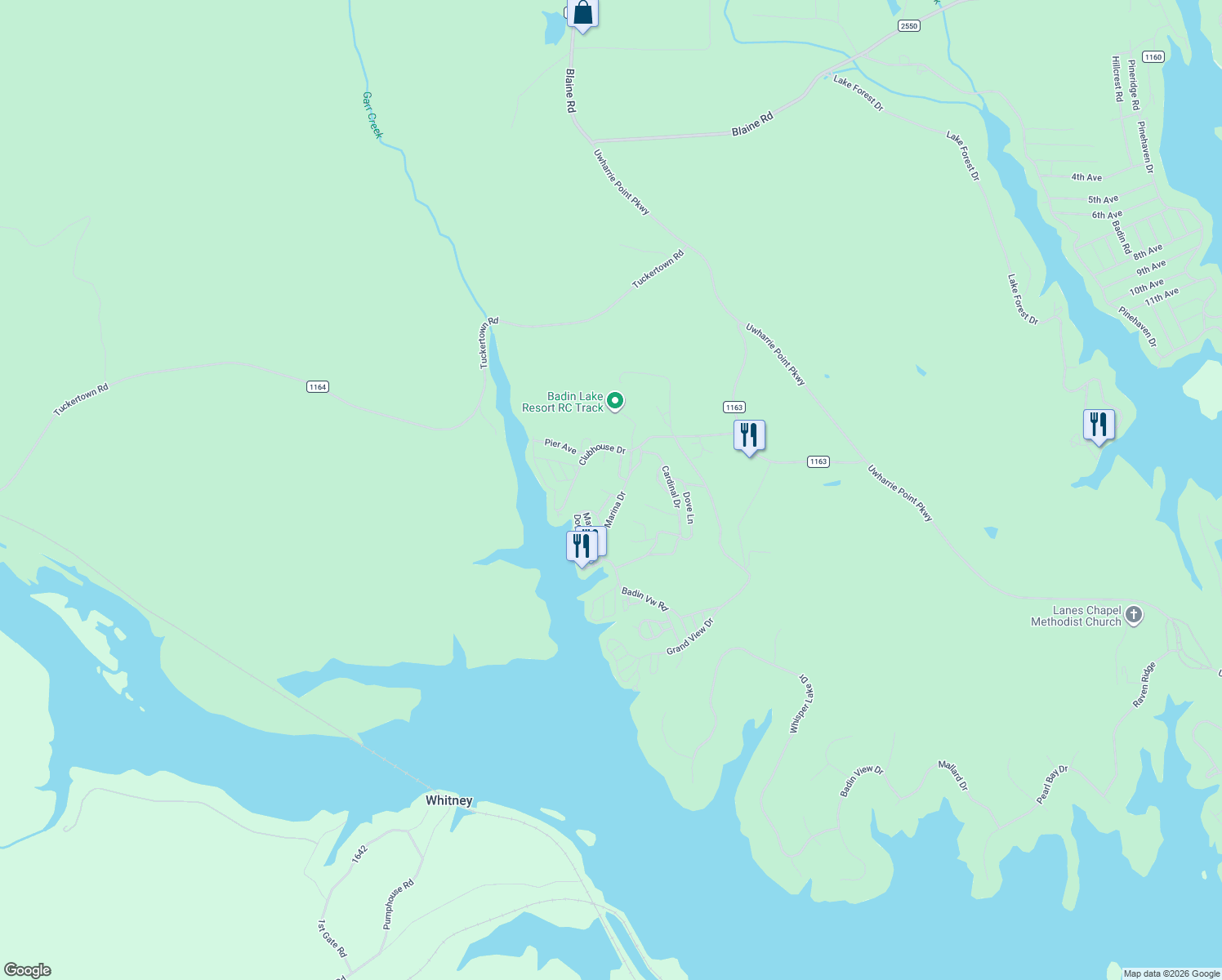 map of restaurants, bars, coffee shops, grocery stores, and more near 108 Meadowview Circle in New London
