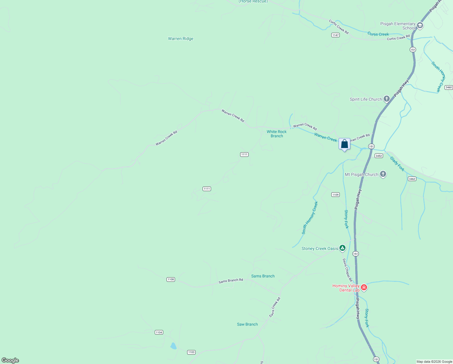 map of restaurants, bars, coffee shops, grocery stores, and more near 106 White Rock Branch Road in Candler