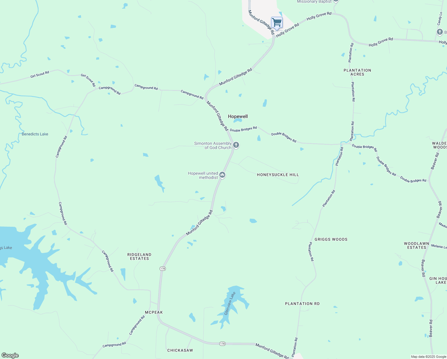 map of restaurants, bars, coffee shops, grocery stores, and more near 3900 Munford Giltedge Road in Munford
