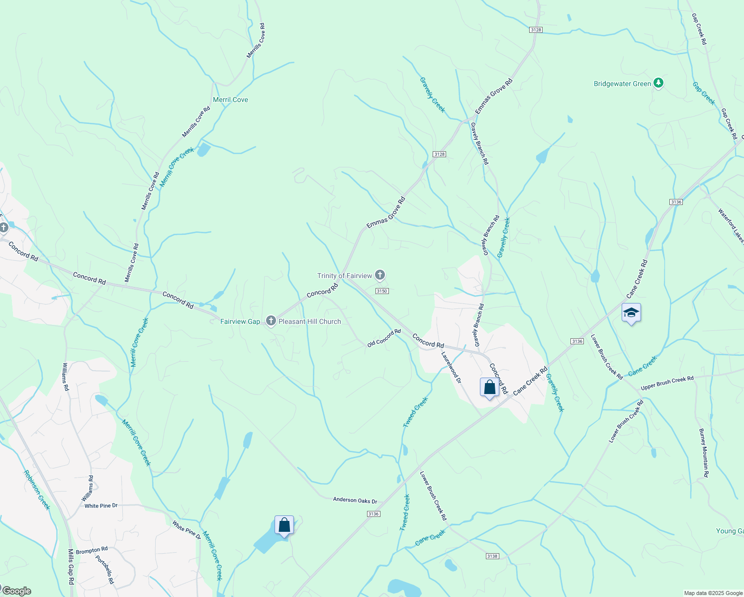 map of restaurants, bars, coffee shops, grocery stores, and more near 646 Concord Road in Fletcher