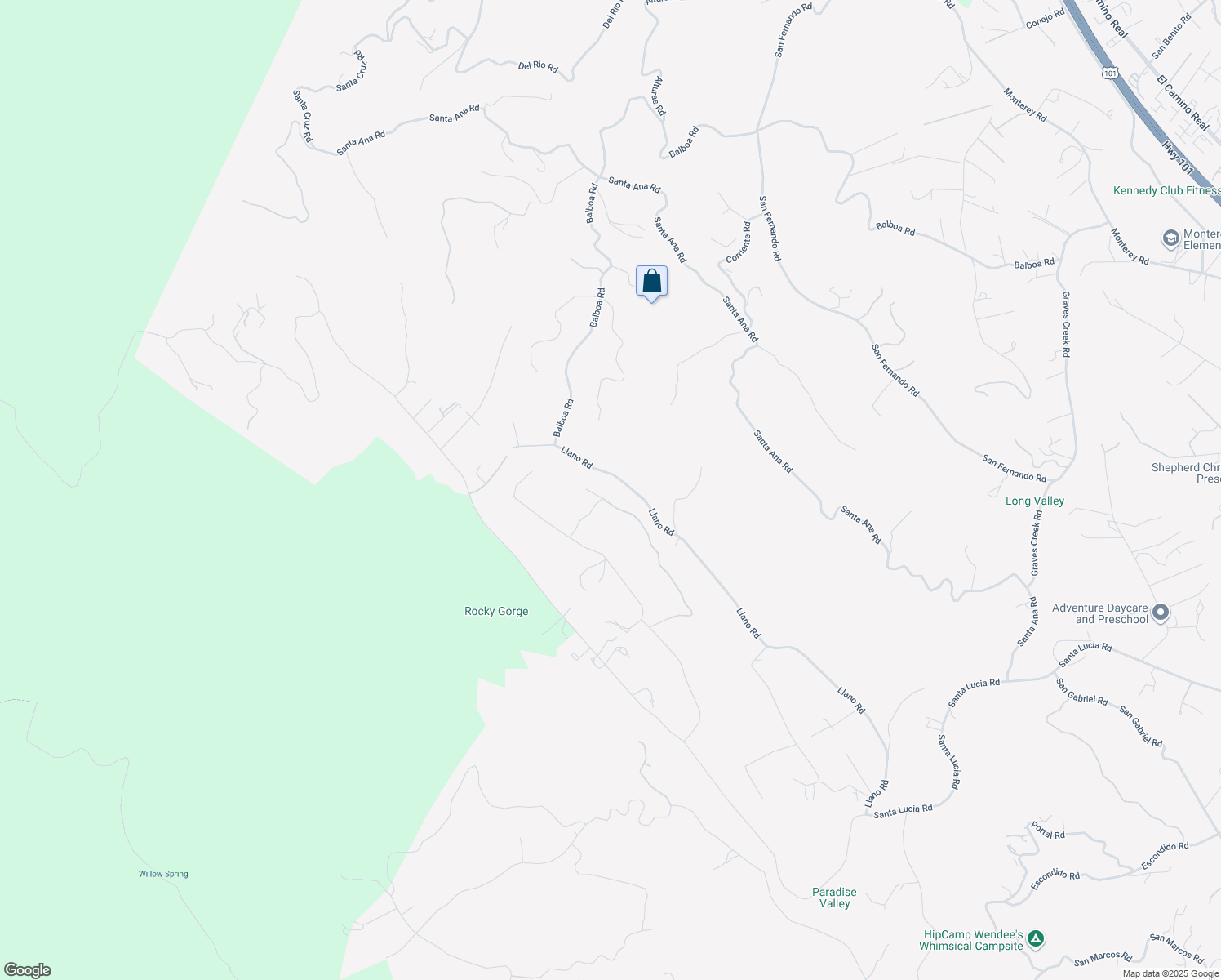 map of restaurants, bars, coffee shops, grocery stores, and more near 7105 Rayar Road in Atascadero