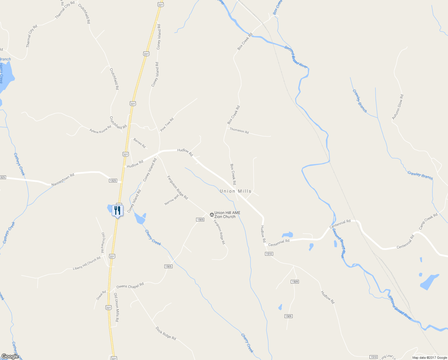 map of restaurants, bars, coffee shops, grocery stores, and more near 6476 Hudlow Road in Union Mills