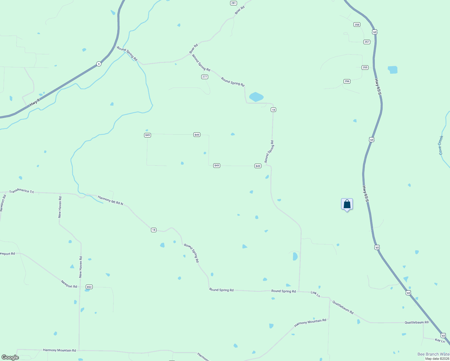 map of restaurants, bars, coffee shops, grocery stores, and more near 441 Holly Leaf Road in Bee Branch